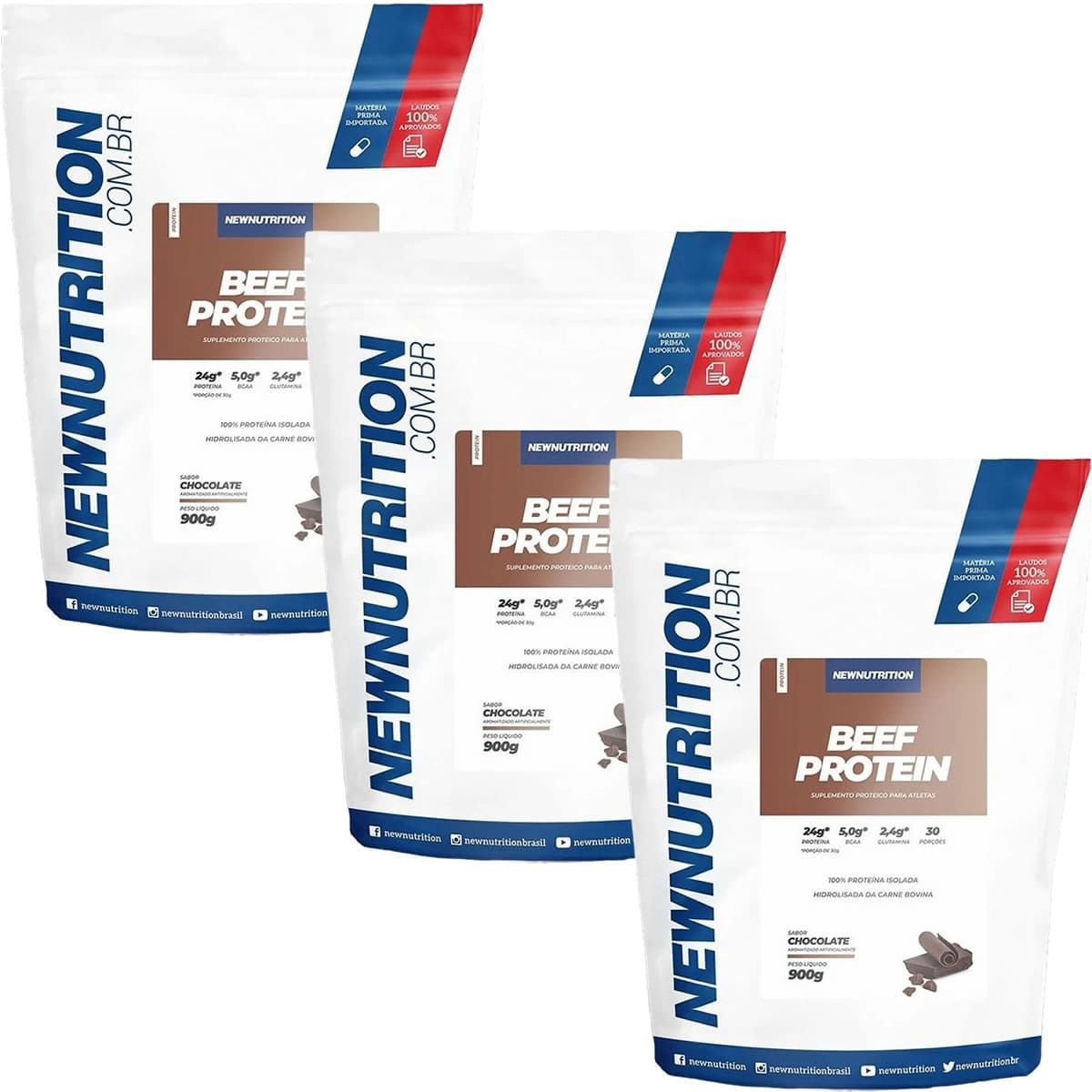 Kit 3X Beef Protein - 900g Chocolate- NewNutrition