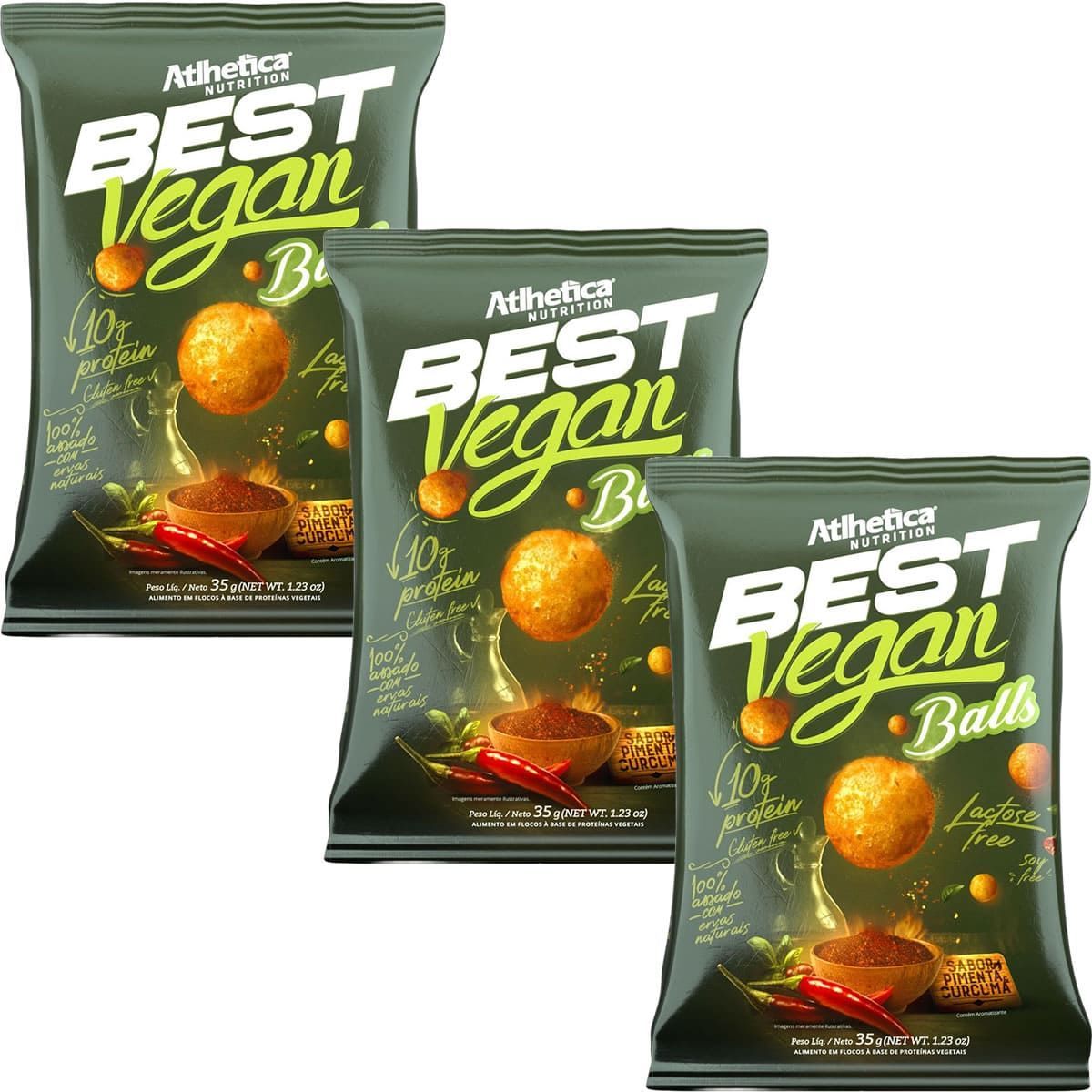 Kit 3X Best Vegan Balls - 35g Pimenta e C�rcuma - Atlhetica Nutrition