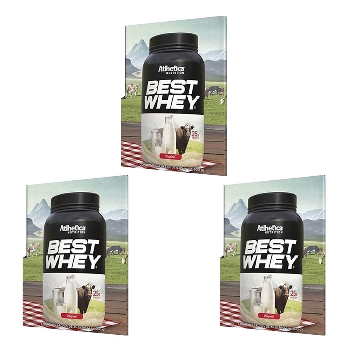 Kit 3X Best Whey - 1 sach� 35g Original - Atlhetica Nutrition