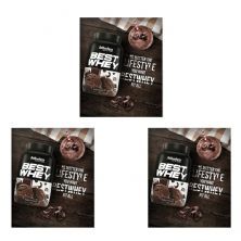 Kit 3X Best Whey - 1 sach� 40g Double Chocolate - Atlhetica Nutrition