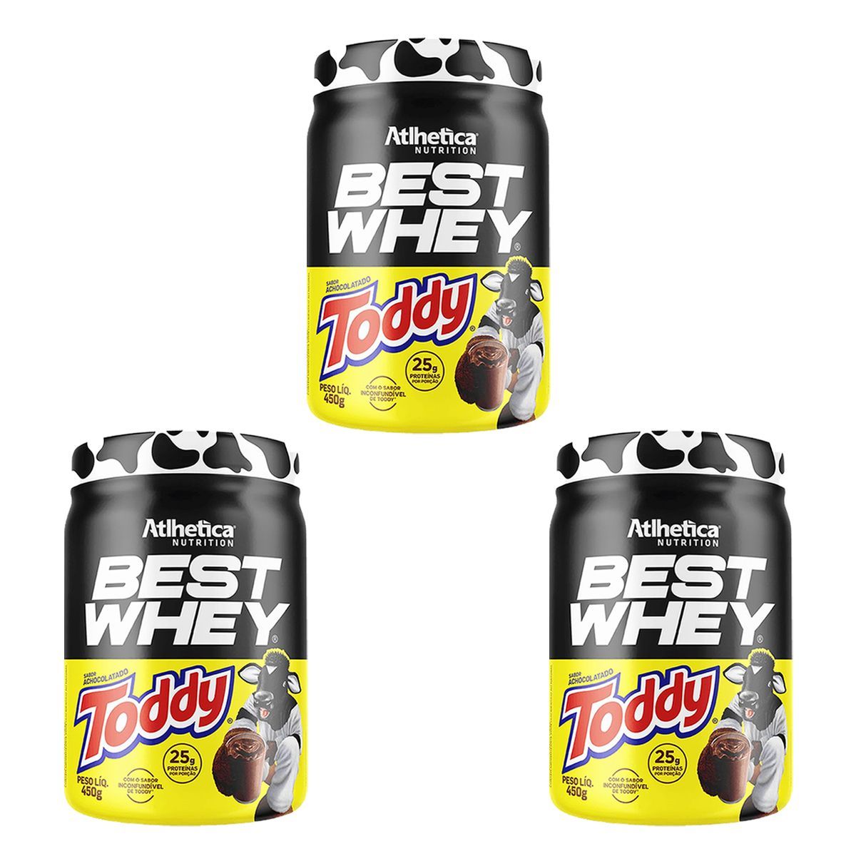 Kit 3X Best Whey - 450g Achocolatado Toddy - Atlhetica Nutrition
