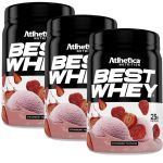 Kit 3X Best Whey - 450g Strawberry Milkshake - Atlhetica Nutrition