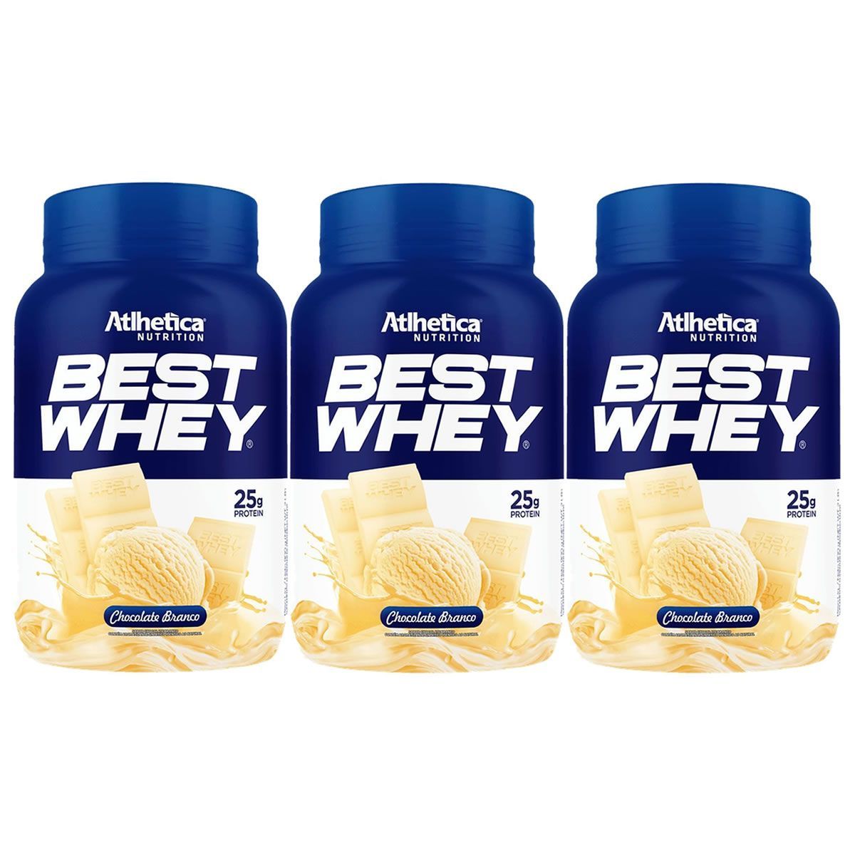 Kit 3X Best Whey - 900g Chocolate Branco - Atlhetica Nutrition