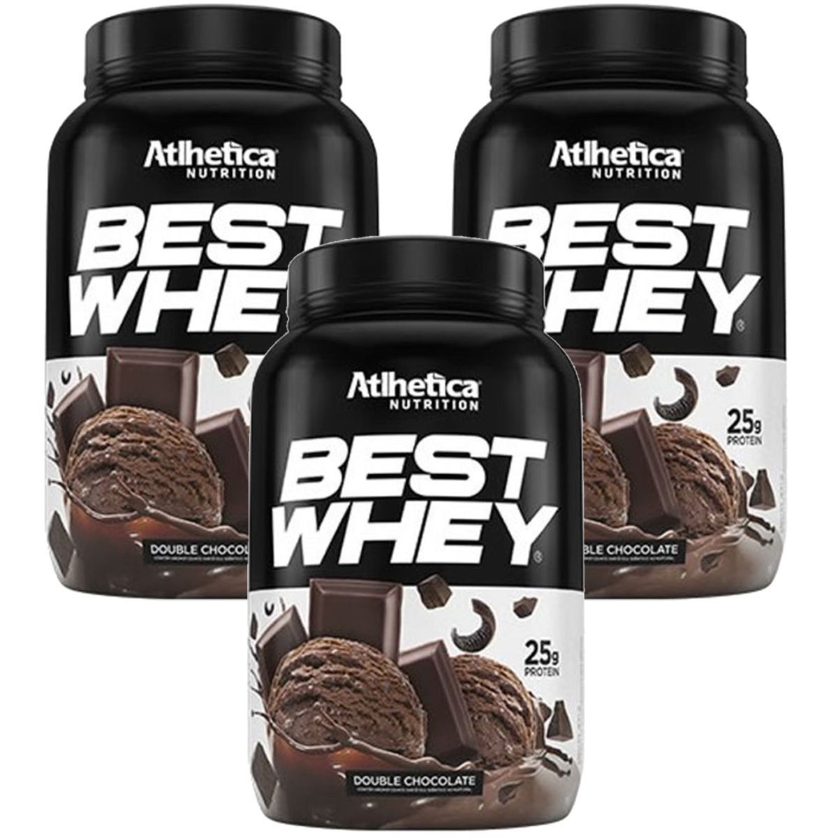 Kit 3X Best Whey - 900g Double Chocolate - Atlhetica Nutrition