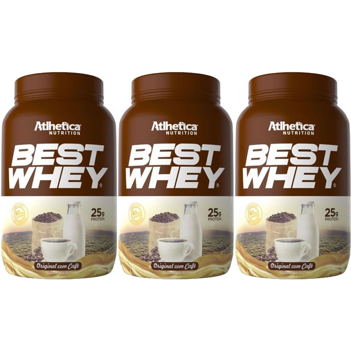 Kit 3X Best Whey - 900g Original com Caf� - Atlhetica Nutrition
