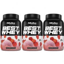 Kit 3X Best Whey - 900g Strawberry Milkshake - Atlhetica Nutrition