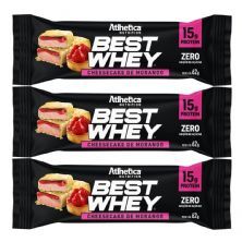 Kit 3X Best Whey Bar - 1 Unidade 62g Cheesecake de Morango Atlhetica Nutrition