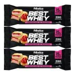 Kit 3X Best Whey Bar - 1 Unidade 62g Cheesecake de Morango Atlhetica Nutrition