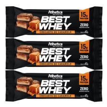 Kit 3X Best Whey Bar - 1 Unidade 62g Crocante de Caramelo - Atlhetica Nutrition