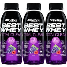 Kit 3X Best Whey Total Clean - 350ml  Uva Com Hibisco - Atlhetica Nutrition