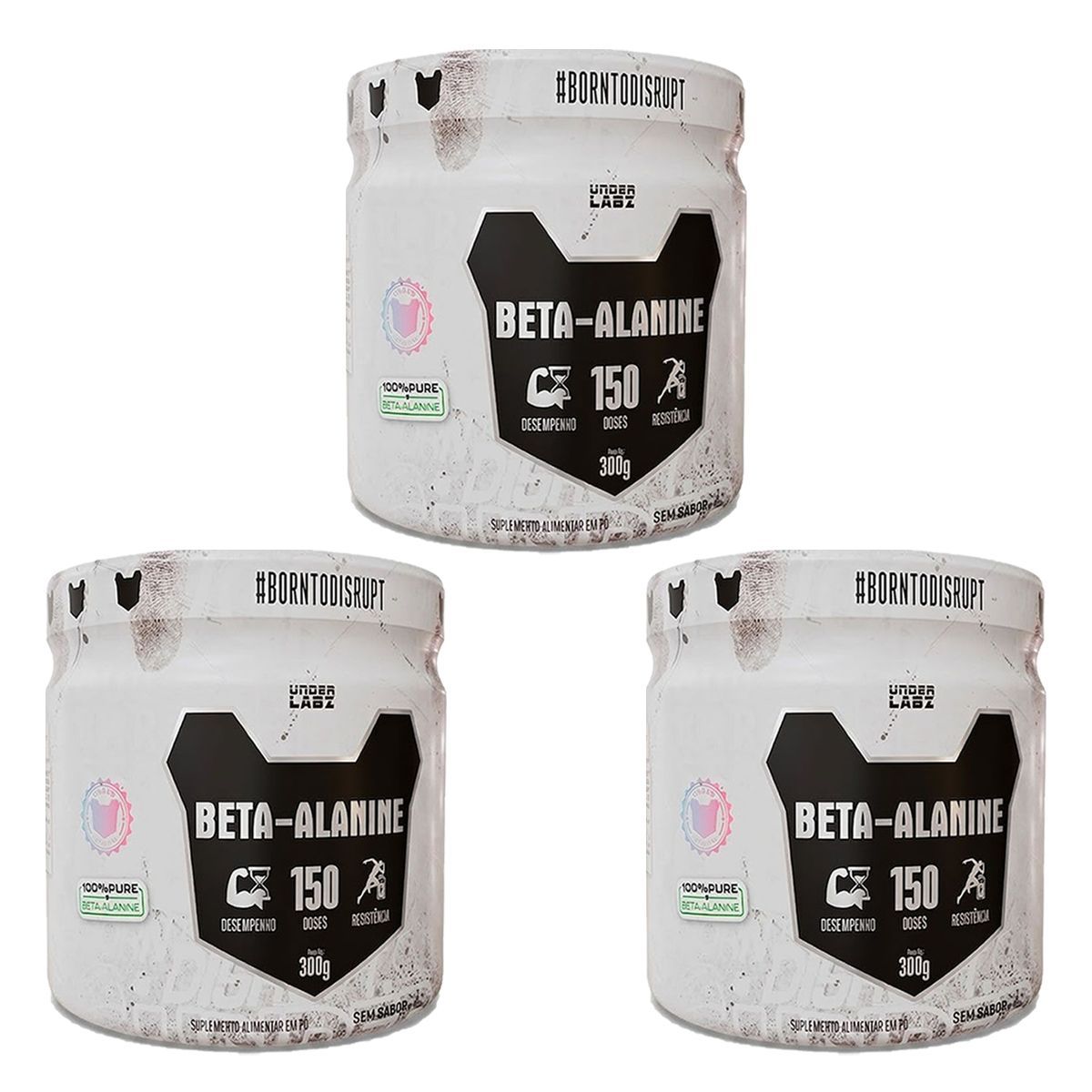 Kit 3X Beta Alanine Borntodisrupt - 300g Sem Sabor - Under Labz