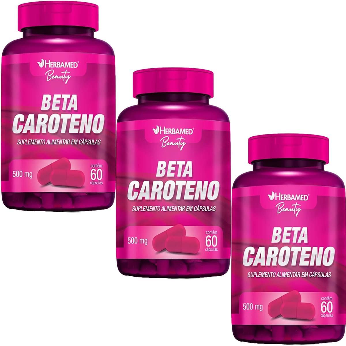 Kit 3X Beta Caroteno 500mg -  60 C�psulas - Herbamed