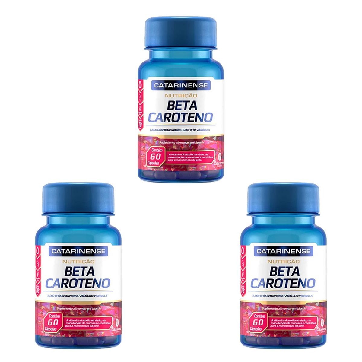 Kit 3X Beta Caroteno - 60 C�psulas - Catarinense Nutri��o