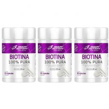 Kit 3X Biotina 100% Pura - 60 C�psulas - Body Action
