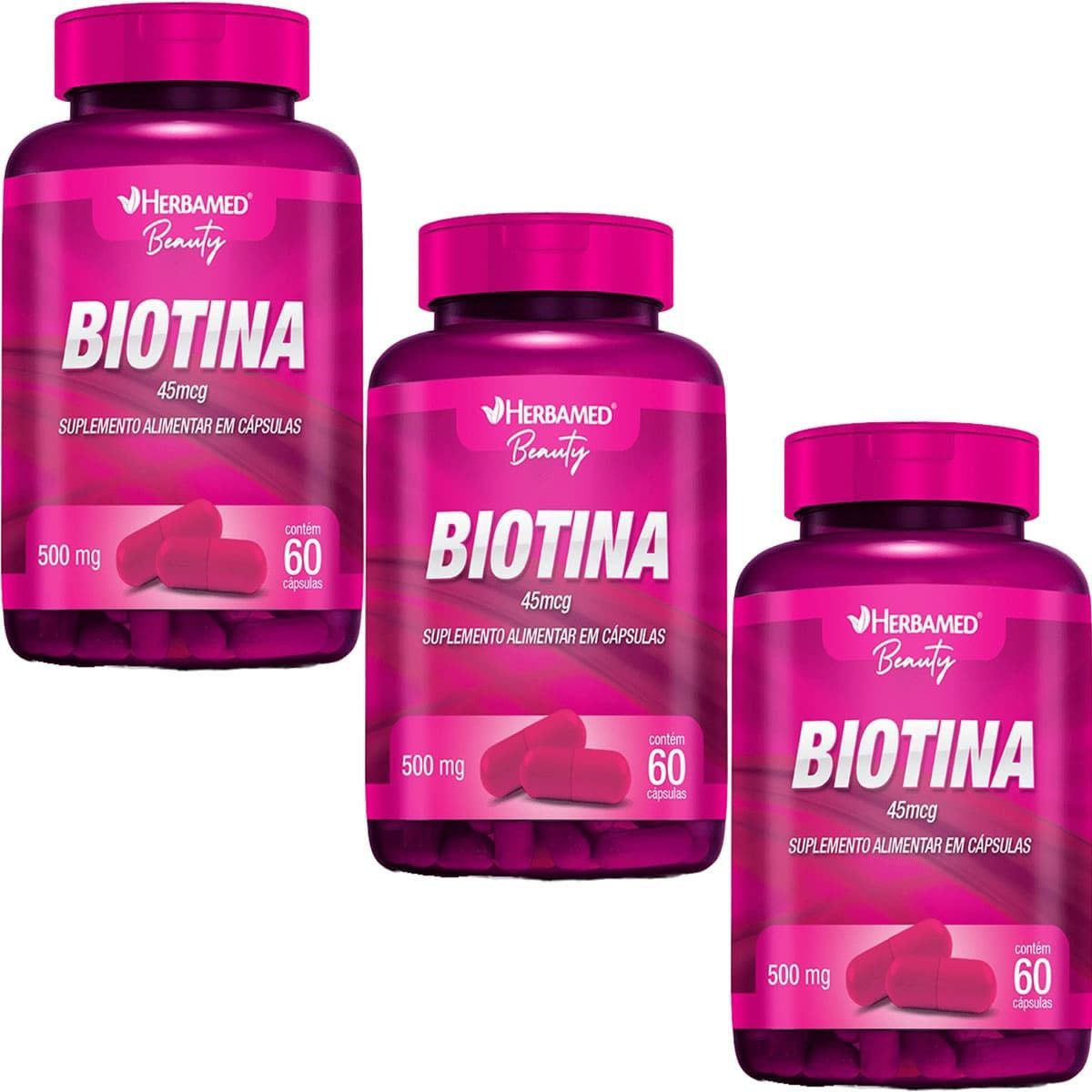 Kit 3X Biotina 45mcg - 60 C�psulas - Herbamed