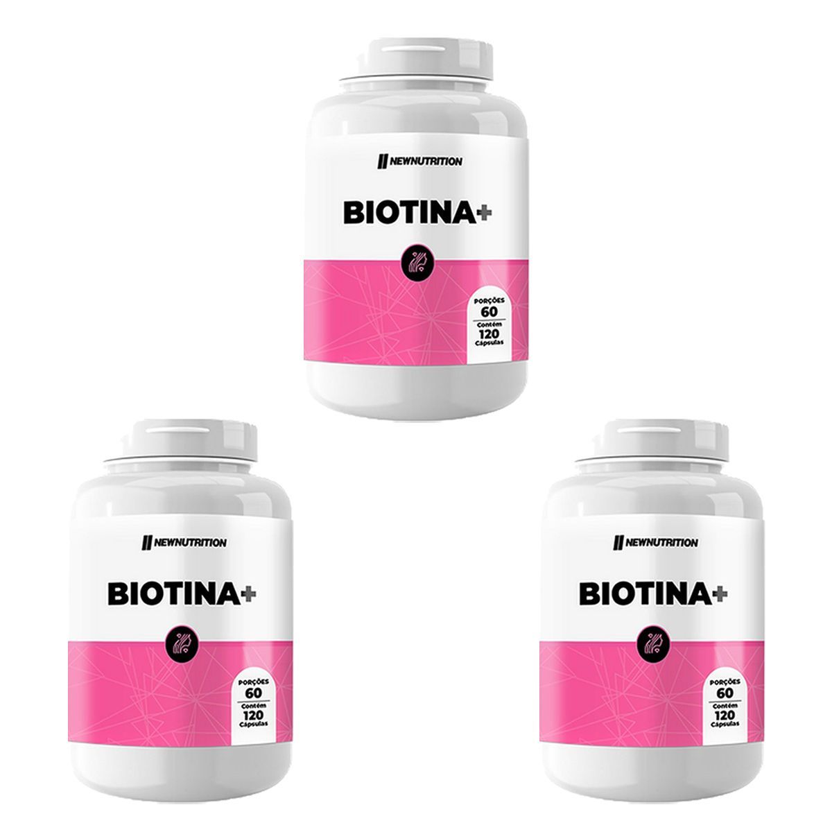 Kit 3X Biotina Plus -  120 C�psulas - NewNutrition