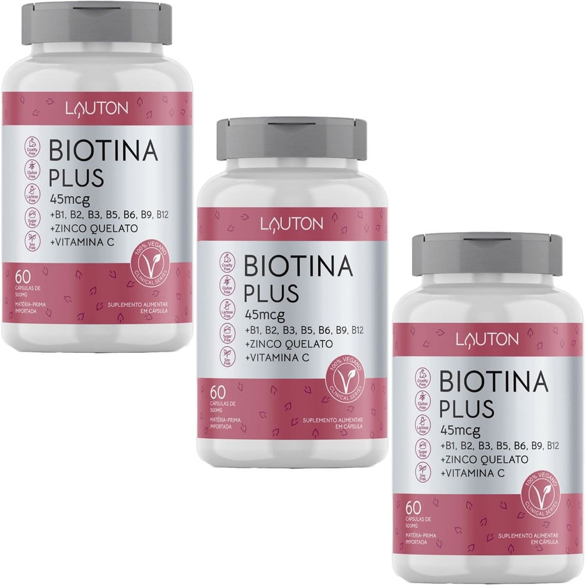 Kit 3X Biotina Plus - 60 C�psulas - Lauton Nutrition