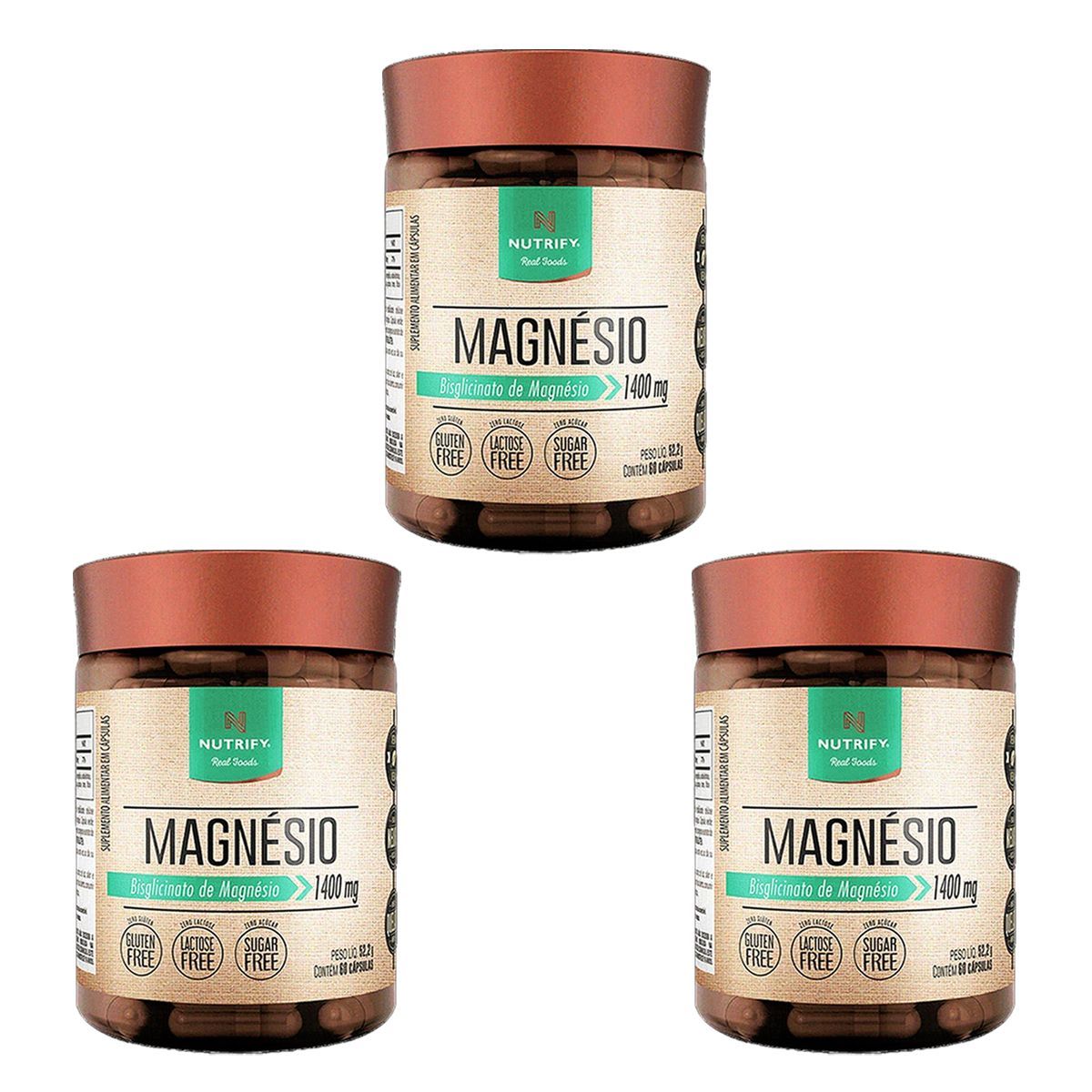 Kit 3X Bisglicinato de Magnesio - 60 C�psulas - Nutrify