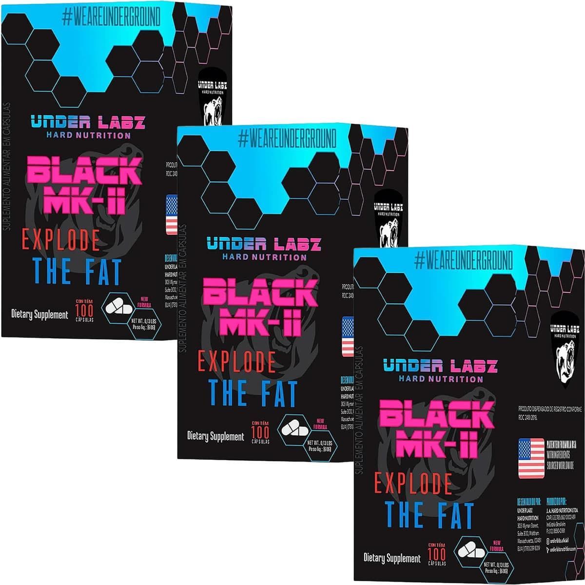 Kit 3X Black Mk II Explode - 100 C�psulas - Under Labz