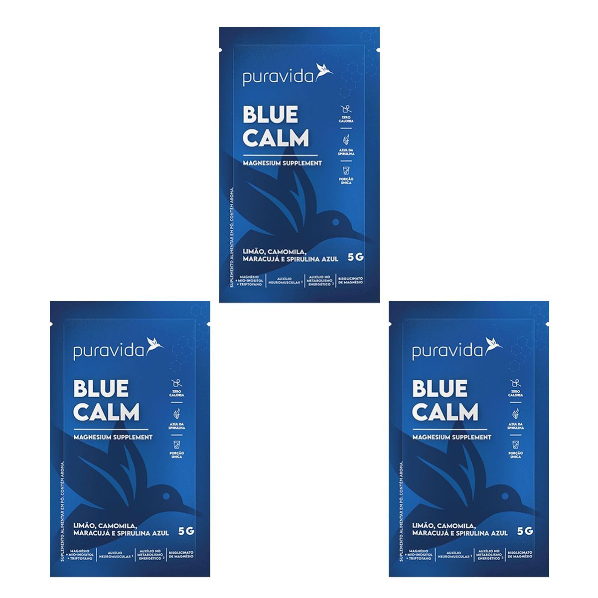 Kit 3X Blue Calm - 1 Sach� de 5g Lim�o - Puravida