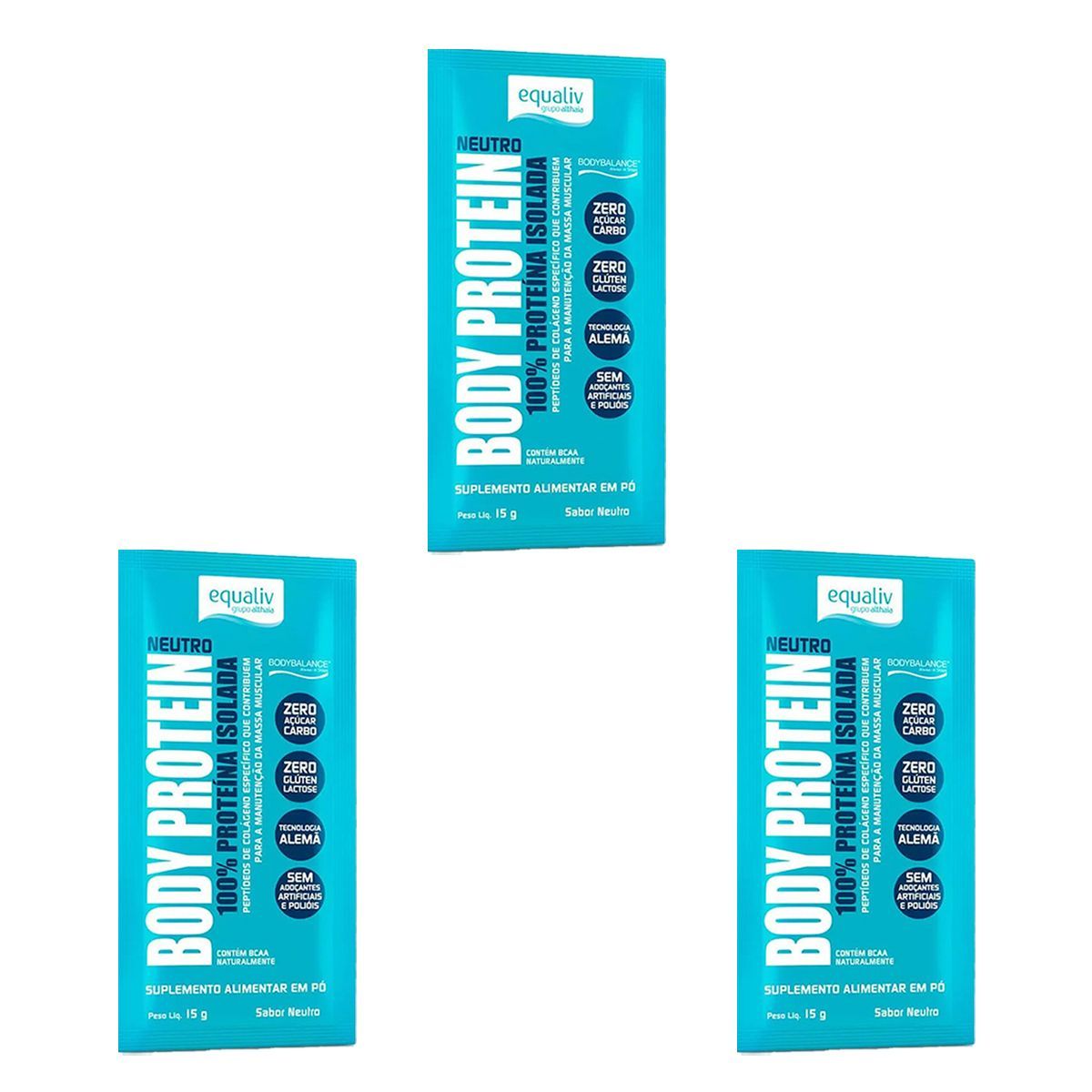 Kit 3X Body Protein - 1 Sach� 15g Neutro - Equaliv