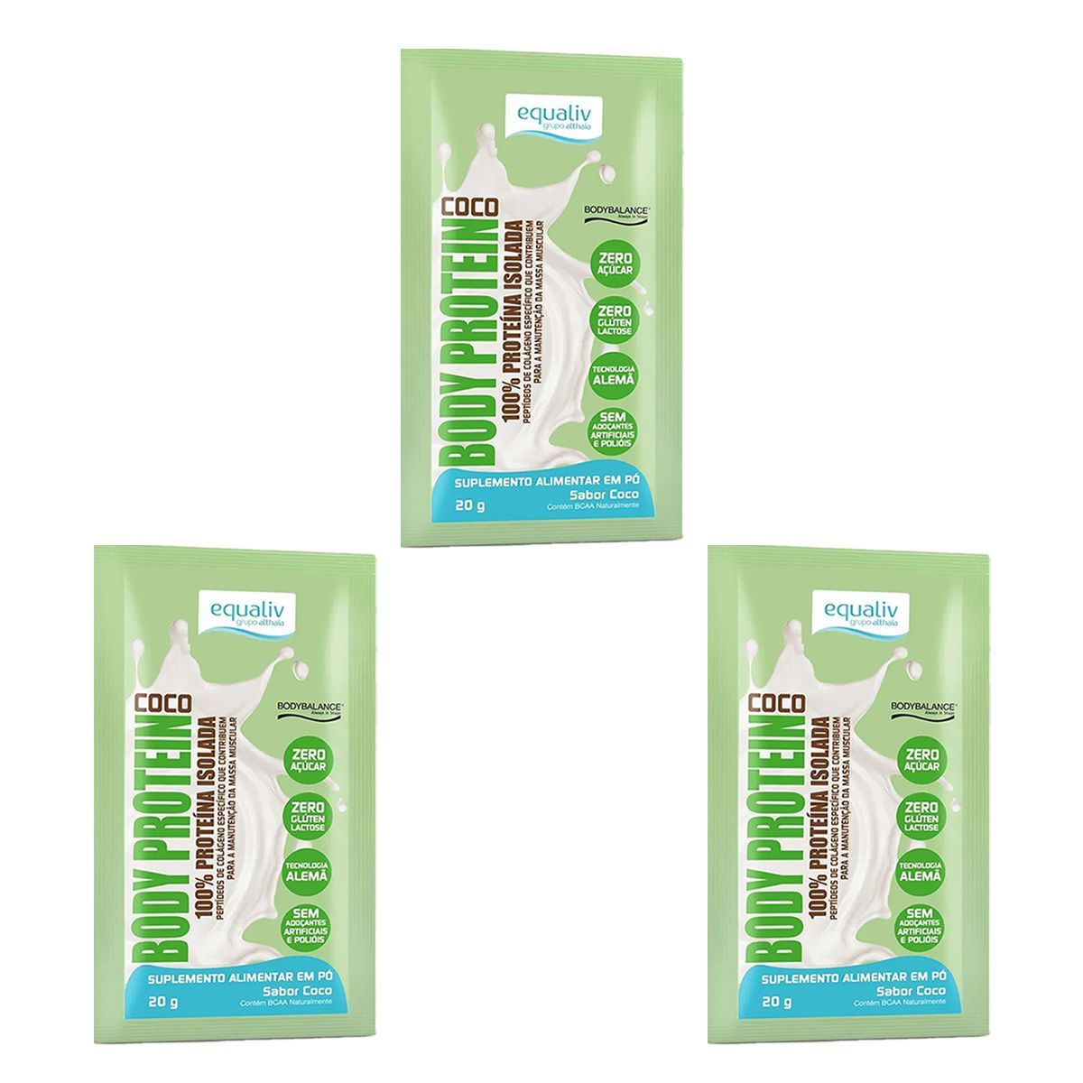 Kit 3X Body Protein - 1 Sach� 20g Coco - Equaliv