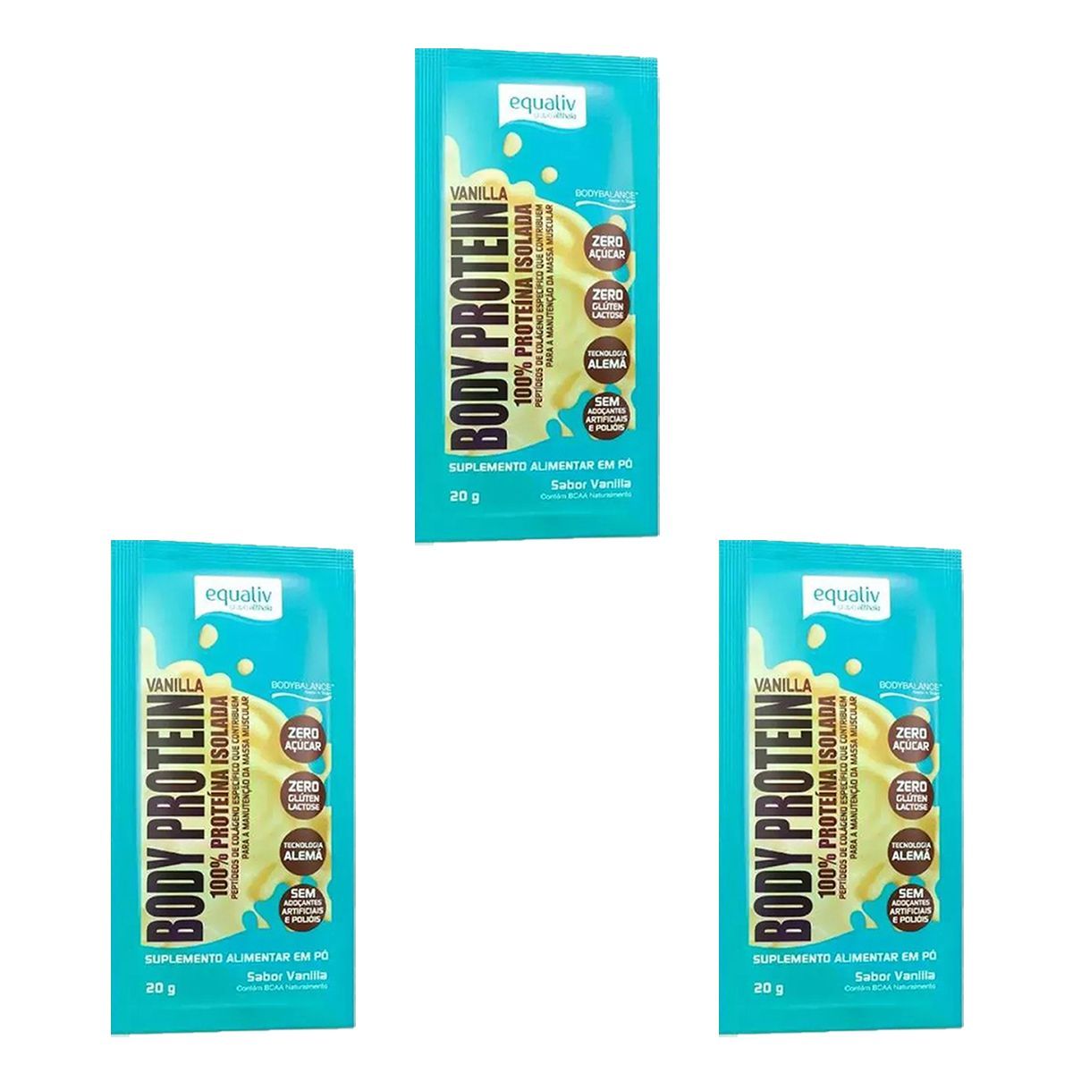 Kit 3X Body Protein - 1 Sach� 20g Vanilla - Equaliv