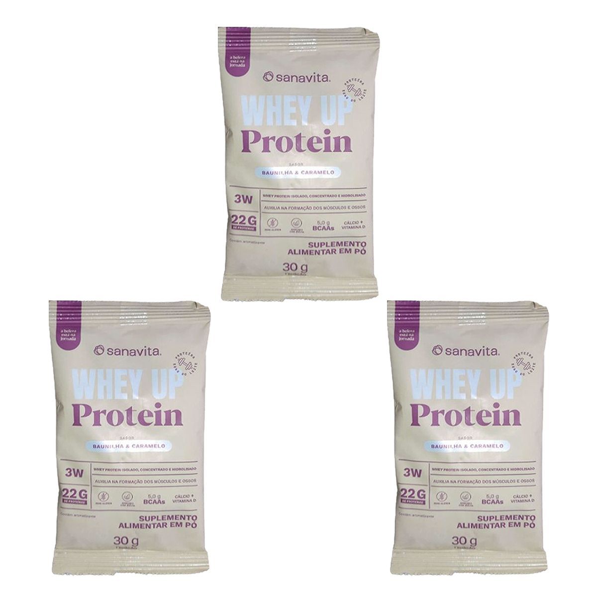 Kit 3X Body Up Protein - 1 Sach� 20g Baunilha & Caramelo - Sanavita