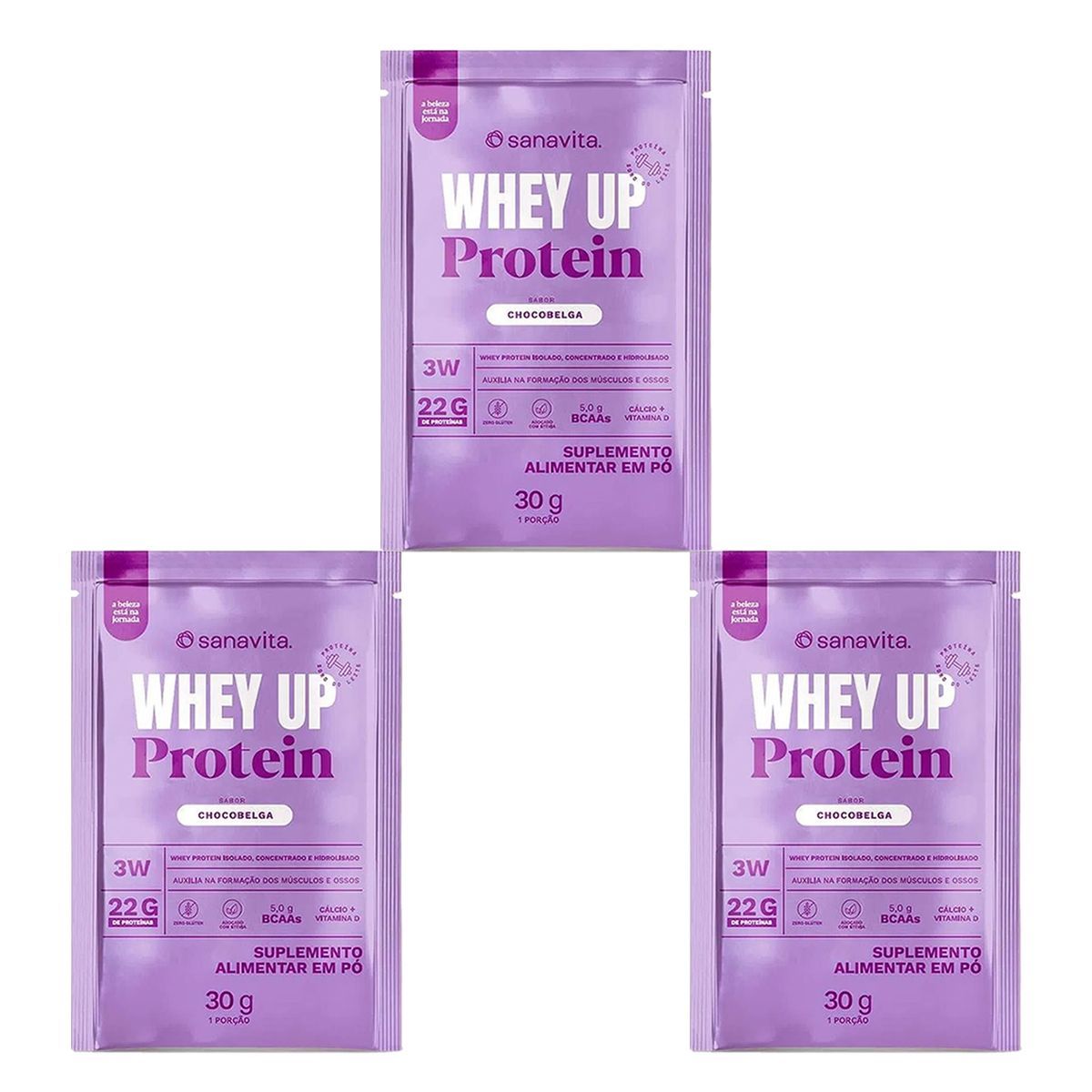 Kit 3X Whey Up Protein - 1 Sach� 20g Chocobelga - Sanavita