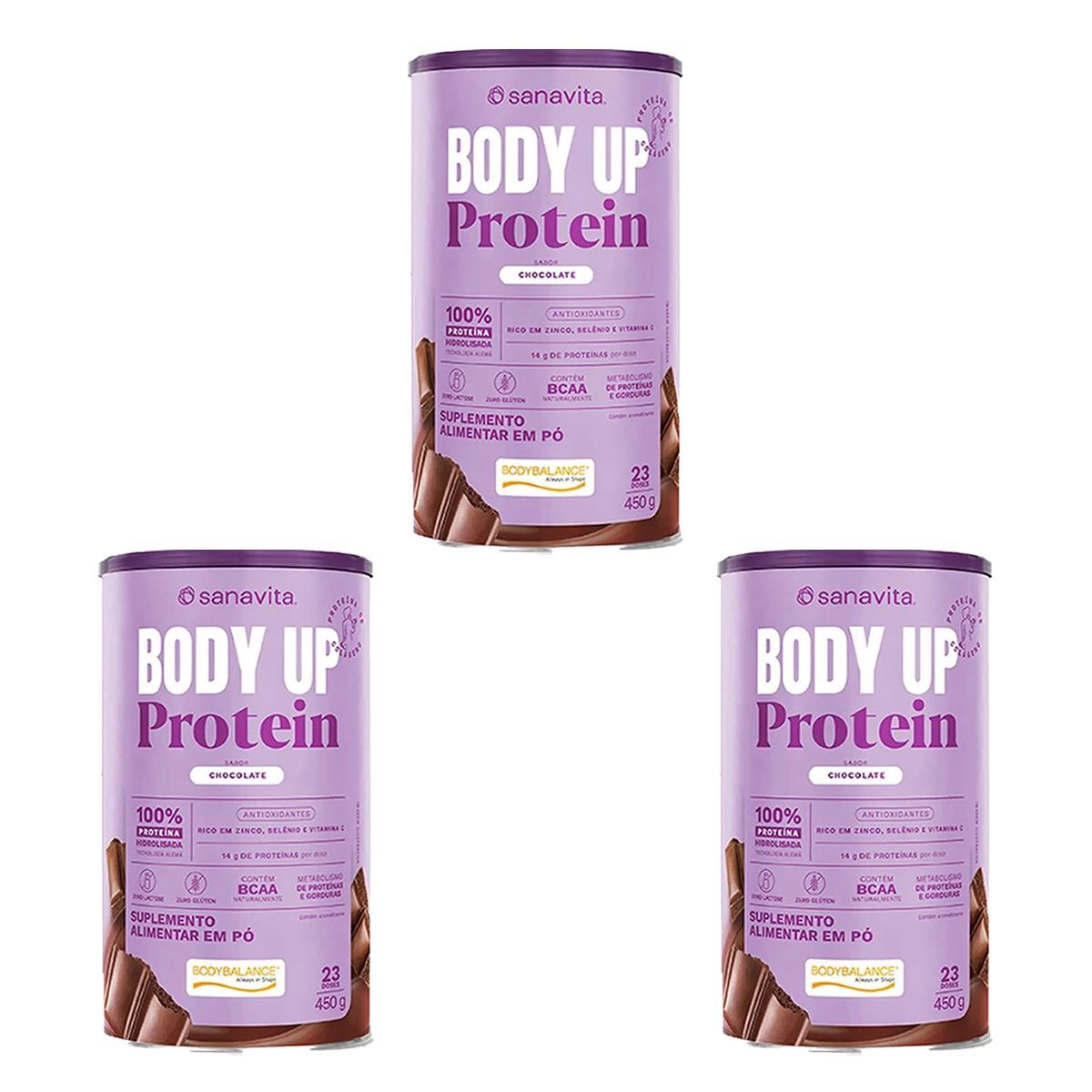 Kit 3X Body up Protein - 450g Chocolate - Sanavita
