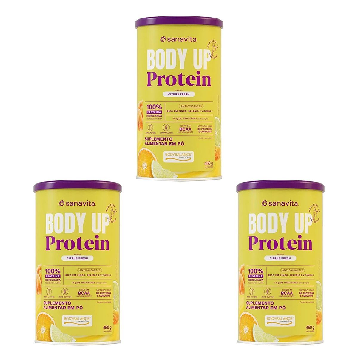 Kit 3X Body up Protein - 450g Citrus Fresh - Sanavita