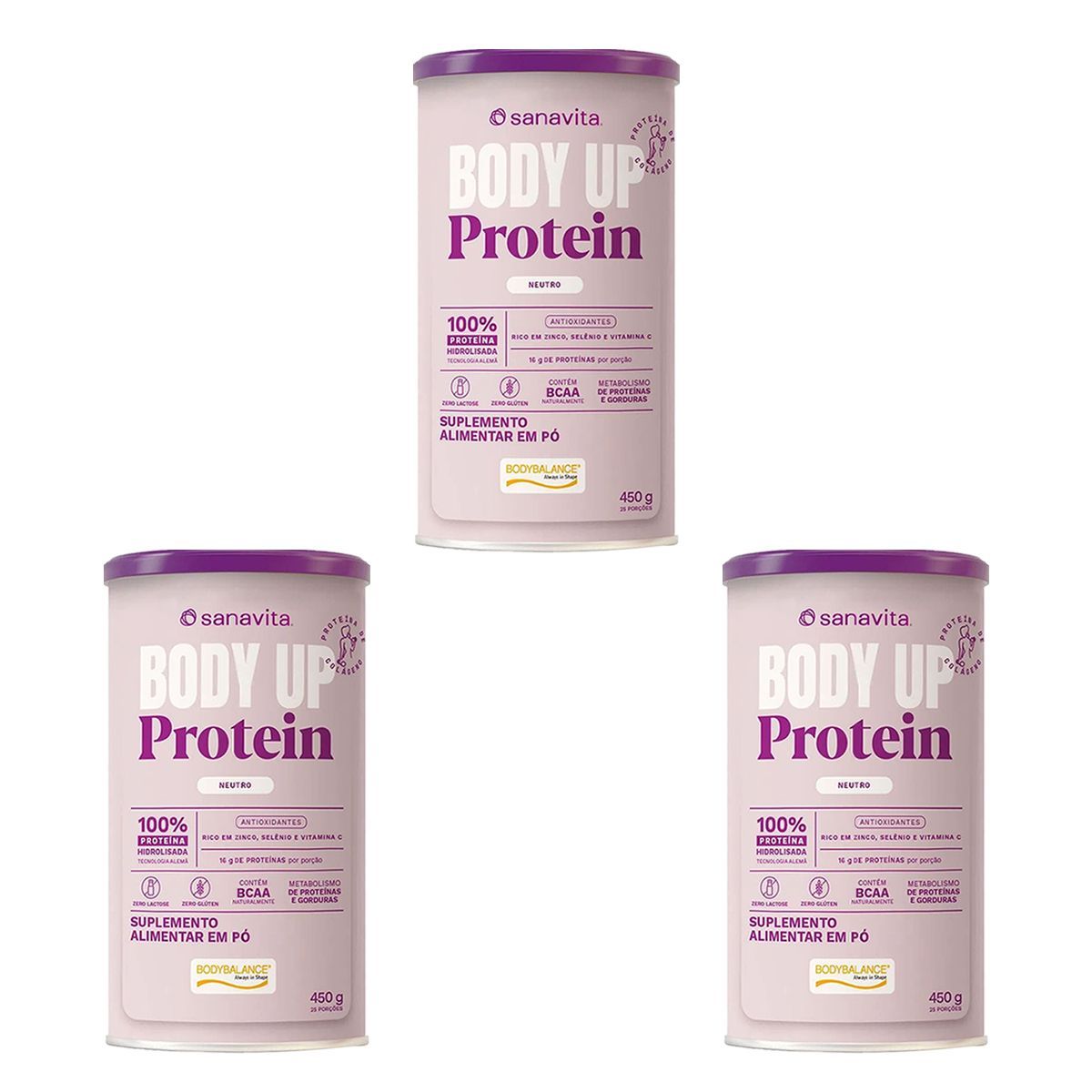 Kit 3X Body up Protein - 450g Neutro - Sanavita