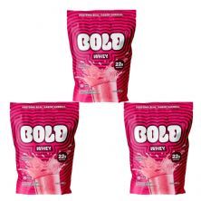 Kit 3X Bold Whey - 450g Refil Mousse de Morango - Bold