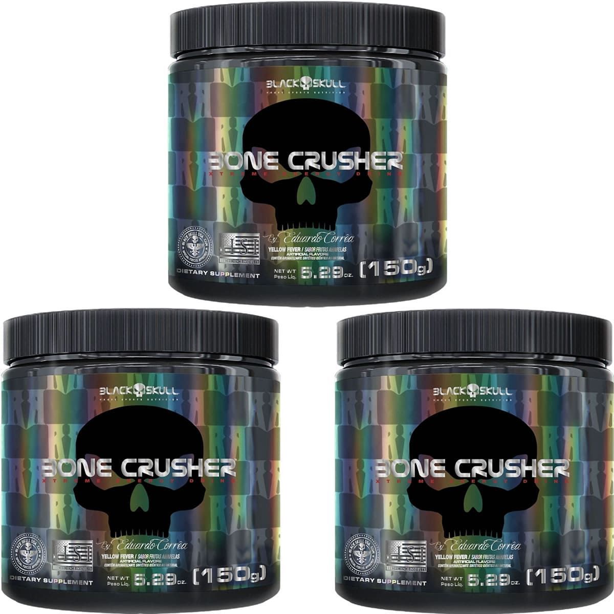 Kit 3X Bone Crusher - 150g Frutas Amarelas  - Black Skull