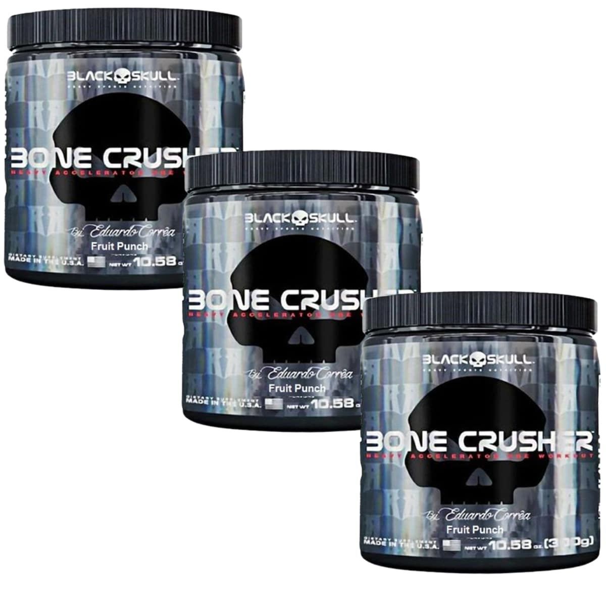 Kit 3X Bone Crusher - 300g Fruit Punch/Frutas Vermelhas - Black Skull