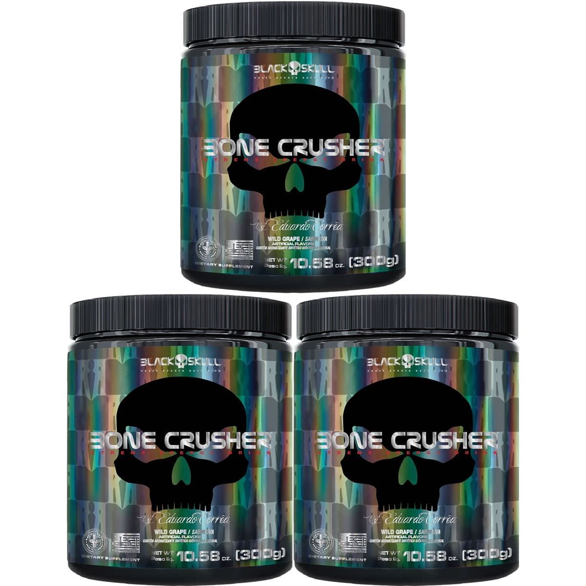 Kit 3X Bone Crusher - 300g Uva  - Black Skull