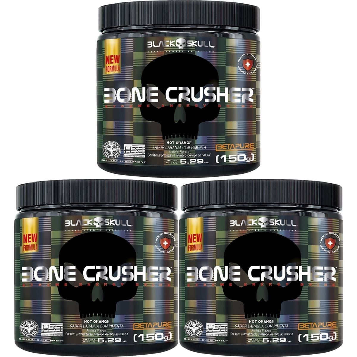 Kit 3X Bone Crusher Nova F�rmula - 150g Hot Orange - Black Skull