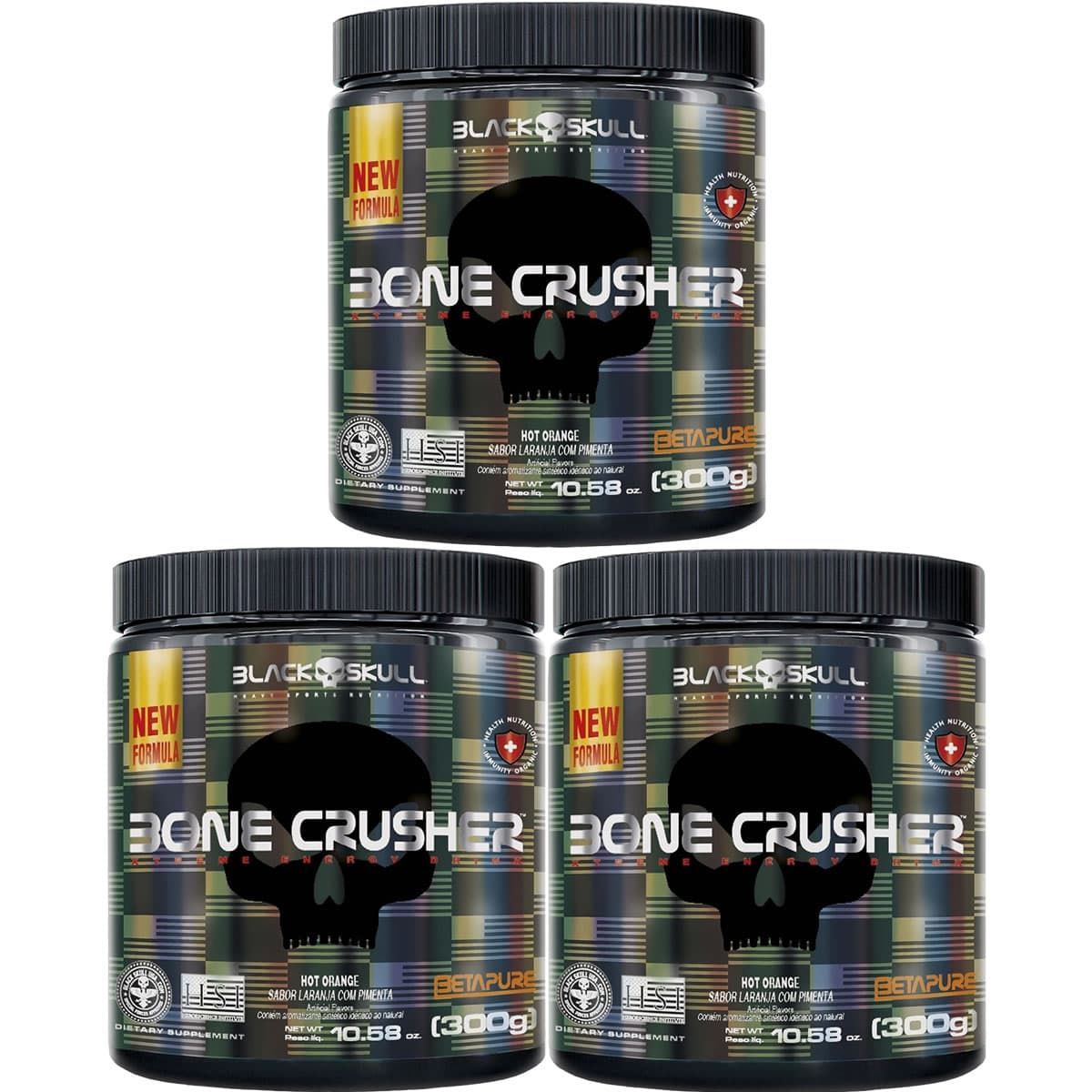 Kit 3X Bone Crusher Nova F�rmula - 300g Hot Orange - Black Skull