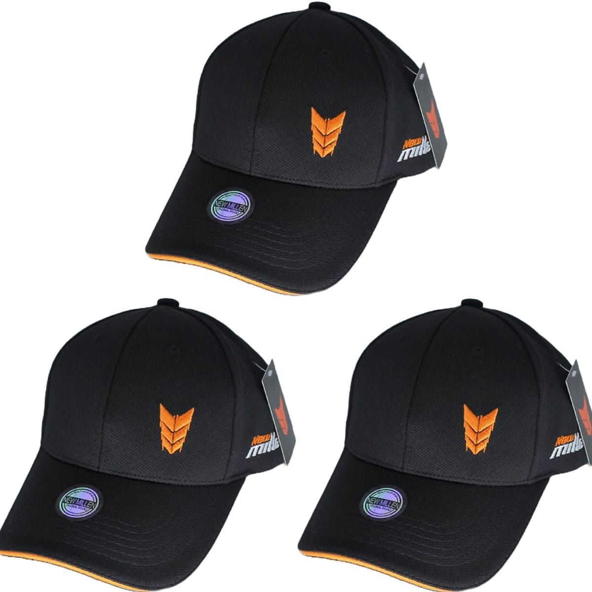Kit 3X Bon� Unissex Com Ajuste Metal - Preto Com Laranja - New Millen