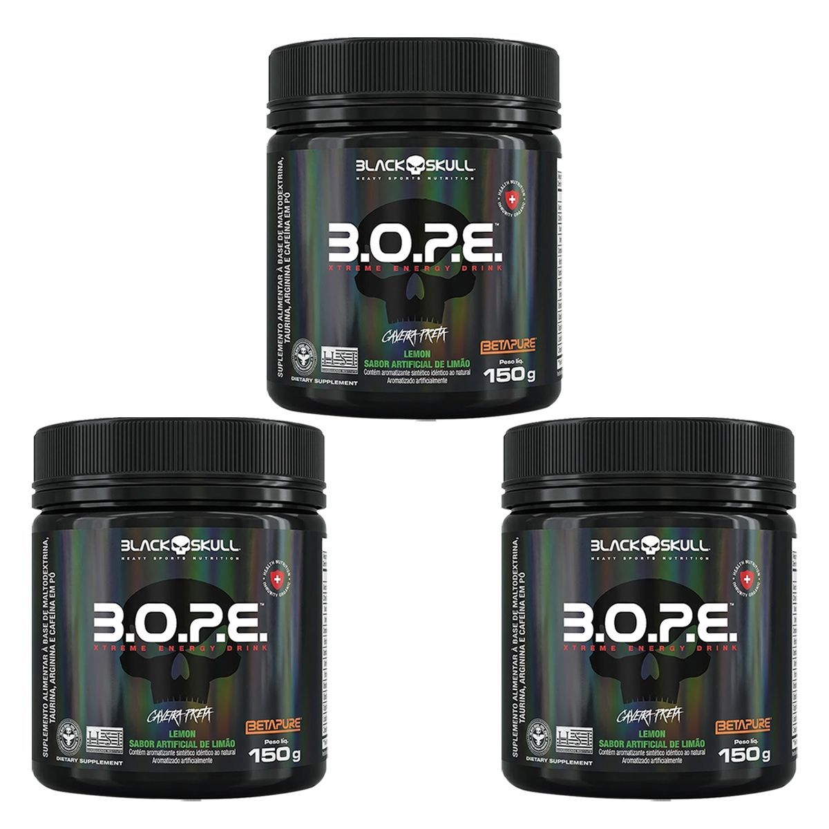 Kit 3X BOPE Beta Pure - 150g Lim�o - Black Skull