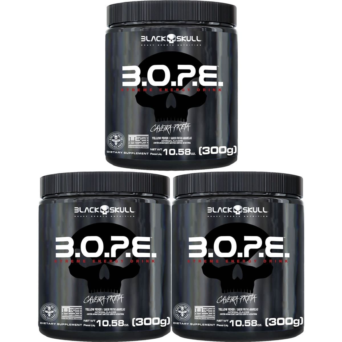 Kit 3X BOPE Beta Pure - 300g Frutas Amarelas - Black Skull