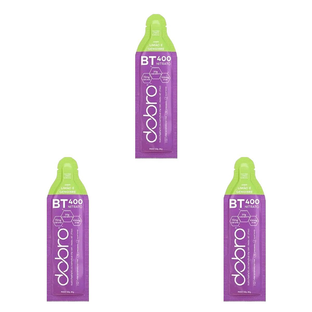 Kit 3X BT Nitrato Gel Cafe�na - 1 Sach� 30g Lim�o e Gengibre - Dobro