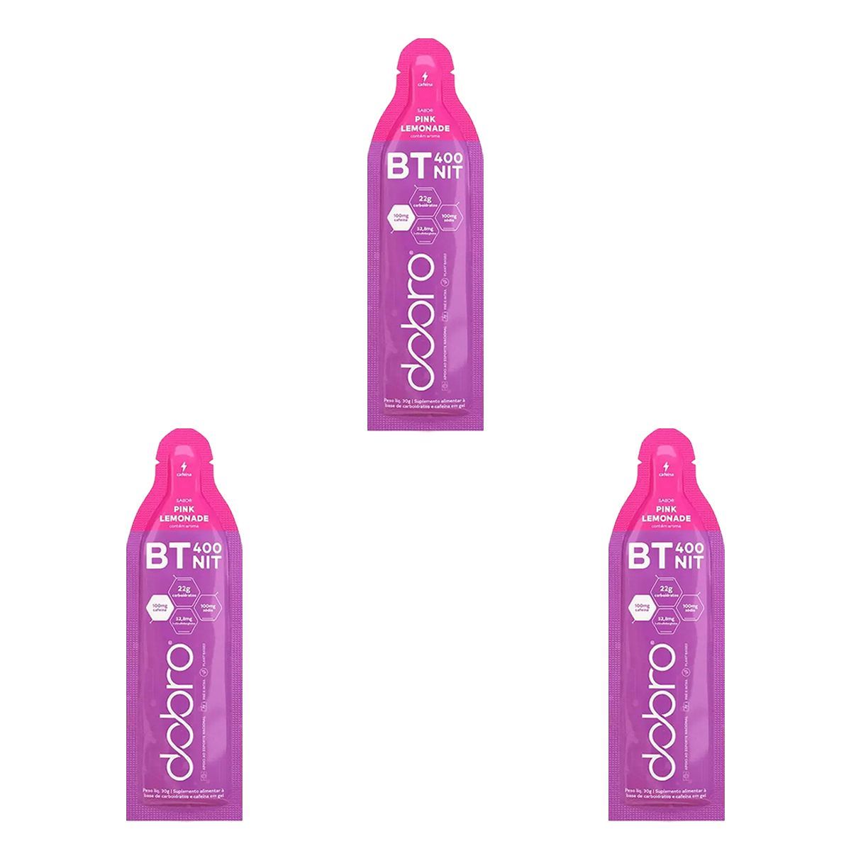 Kit 3X BT Nitrato Gel Cafe�na - 1 Sach� 30g Pink Lemonade - Dobro
