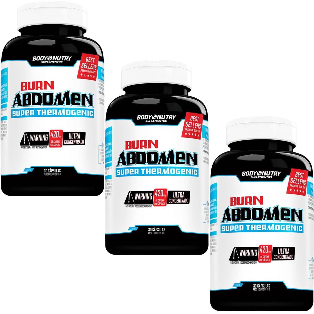 Kit 3X Burn Abdomen - 30 C�psulas - Body Nutry