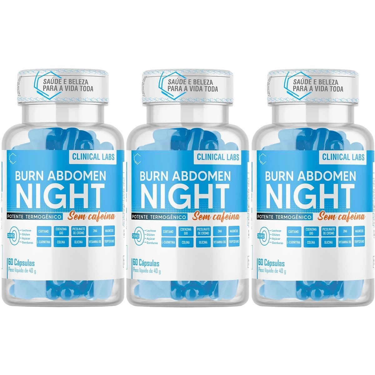 Kit 3X Burn Abdomen Night - 60 C�psulas - Body Nutry