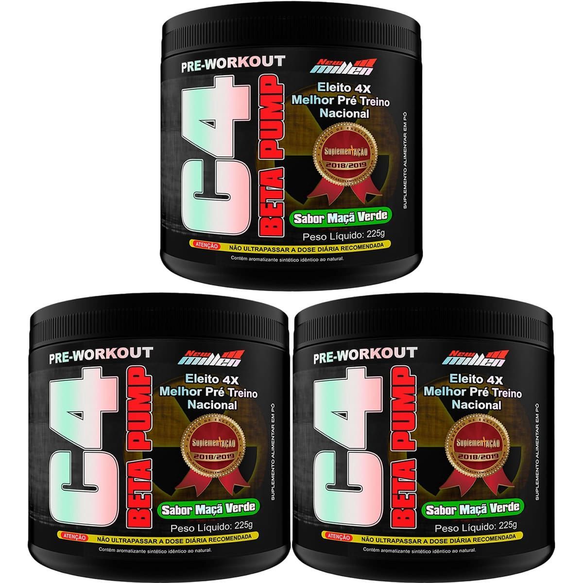 Kit 3X C4 Beta Pump Extreme Pre-Workout - 225g Ma�� Verde - New Millen