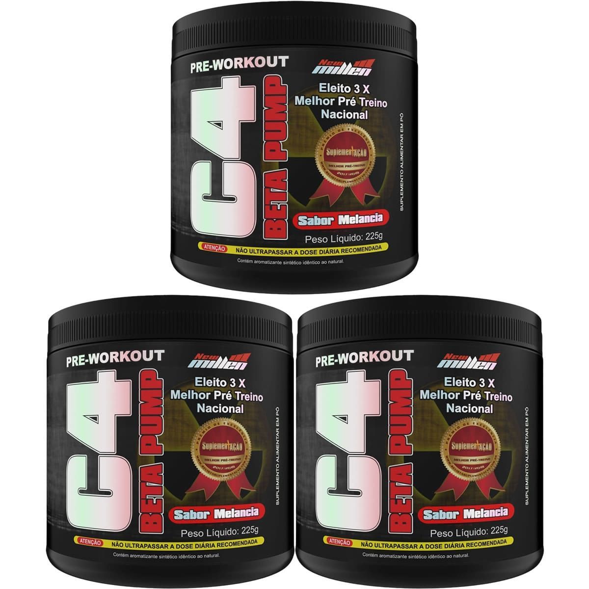 Kit 3X C4 Beta Pump Extreme Pre-Workout - 225g Melancia - New Millen