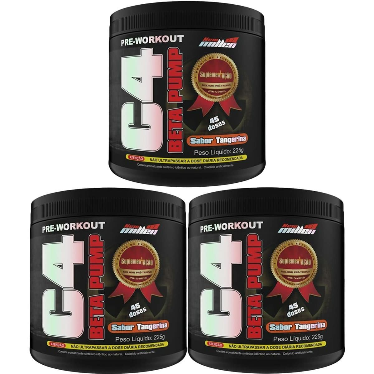 Kit 3X C4 Beta Pump Extreme Pre-Workout - 225g Tangerina - New Millen