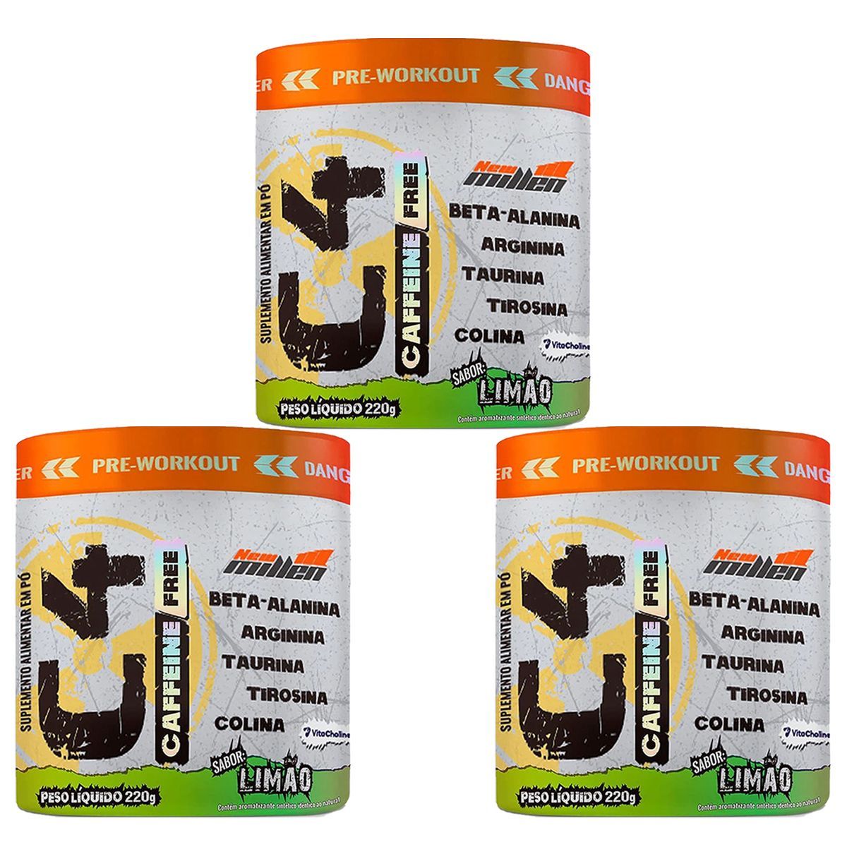 Kit 3X C4 Caffeine Free com Colina - 220g Lim�o - New Millen