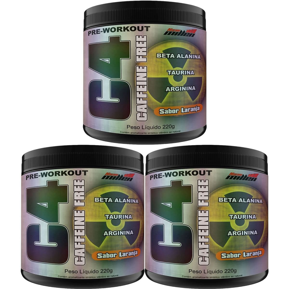 Kit 3X C4 Caffeine Free Pre-Workout - 220g Laranja - New Millen